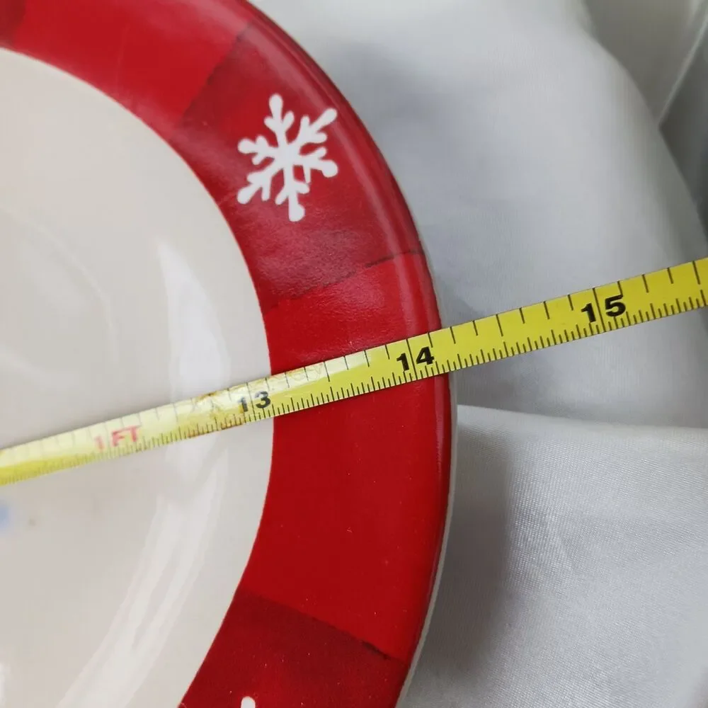ROYAL SEASONS STONEWARE SNOWMAN 14'' OVAL  SERVING PLATTER-CRAZING